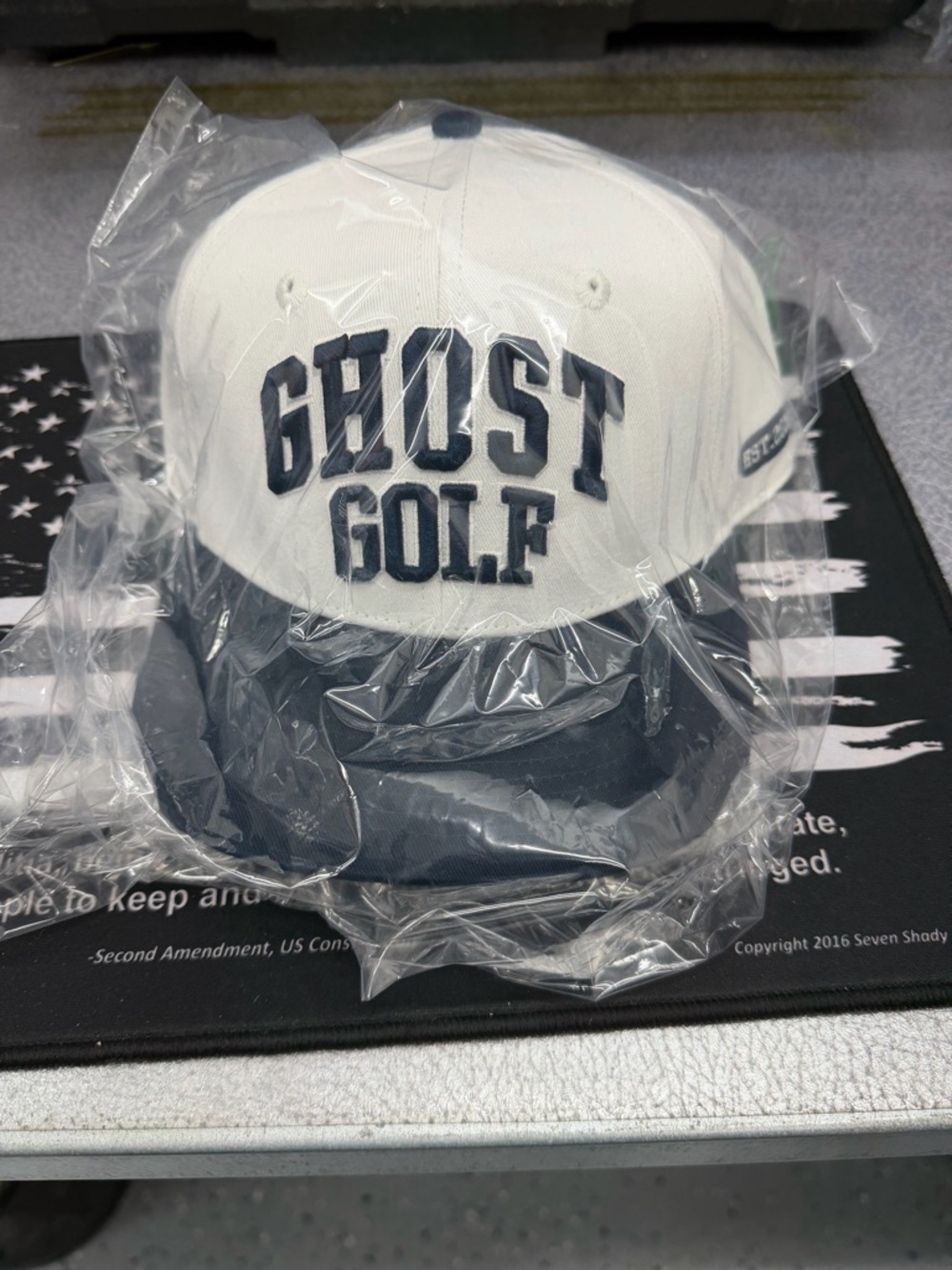 Ghost Two-Tone Snapback Cap - White & Navy